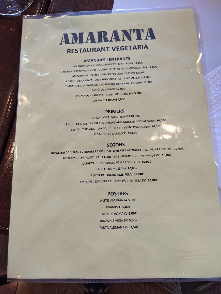 Menu Amaranta-1